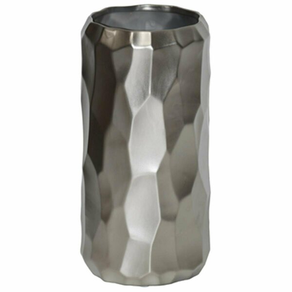 H2H Ceramic Tall Cylindrical Vase with Embossed Irregular Pattern Design Body, Silver H23247991